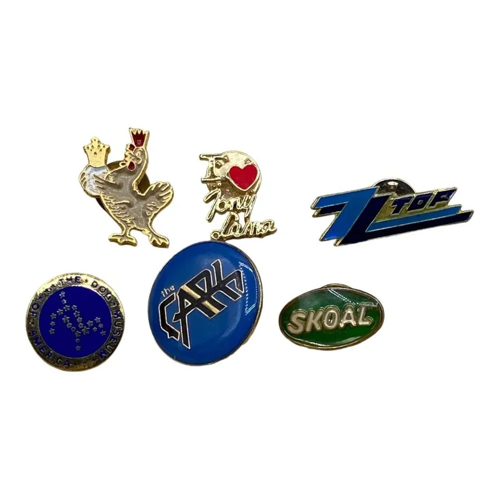 1980s THE CARS ZZ Top Skoal Tony Llama Dog Museum Enamel Pin LOT 6